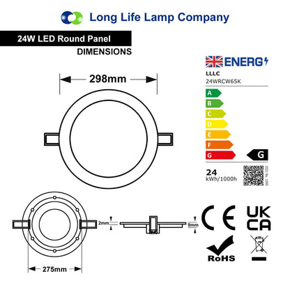 24w LED Round Recessed Ceiling Panel Light Ultra Slim Cool White - Free delivery on all orders