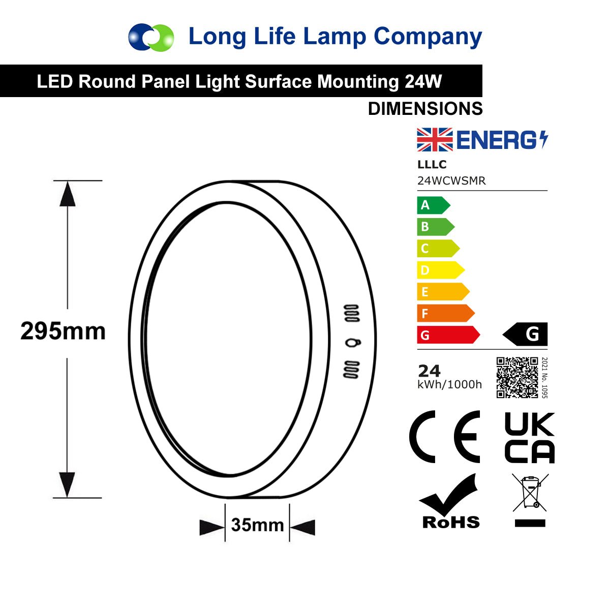 24w LED Round Surface Mount Ceiling Panel Light 6500K - Energy Light Bulbs - Free delivery on all orders