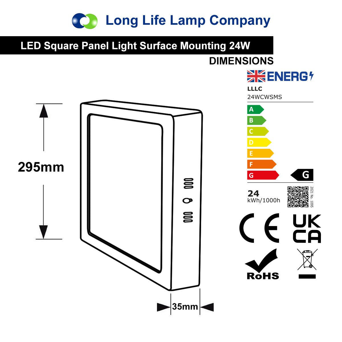 24w LED Square Surface Mount Ceiling Panel Down Light Cool White 6500K - Energy Light Bulbs - Free delivery on all orders