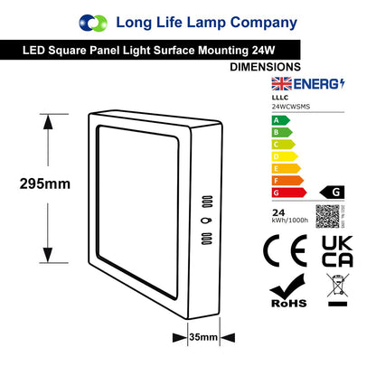 24w LED Square Surface Mount Ceiling Panel Down Light Cool White 6500K - Energy Light Bulbs - Free delivery on all orders