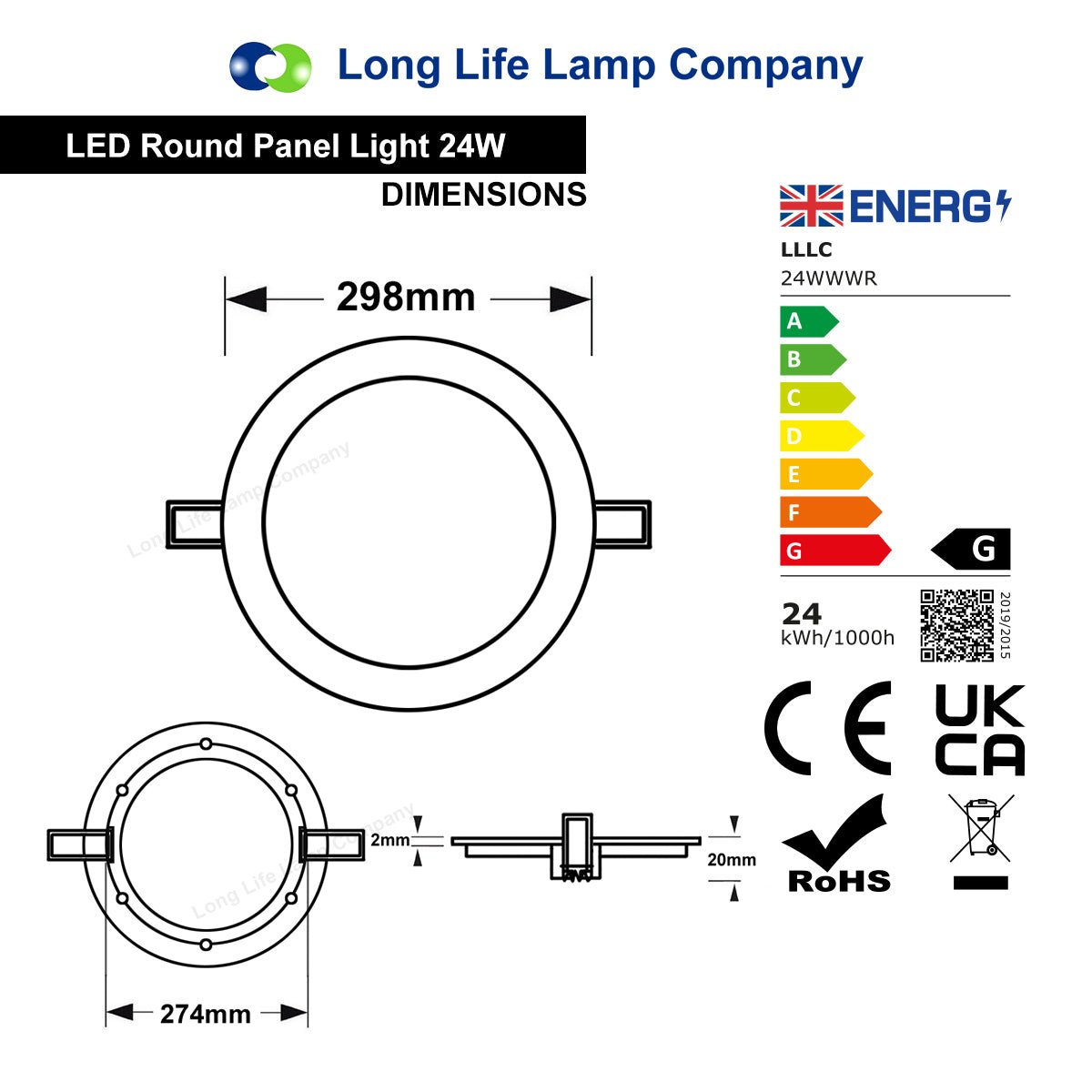 24w Round LED Ceiling Light Recessed Panel Flat Warm White - Free delivery on all orders