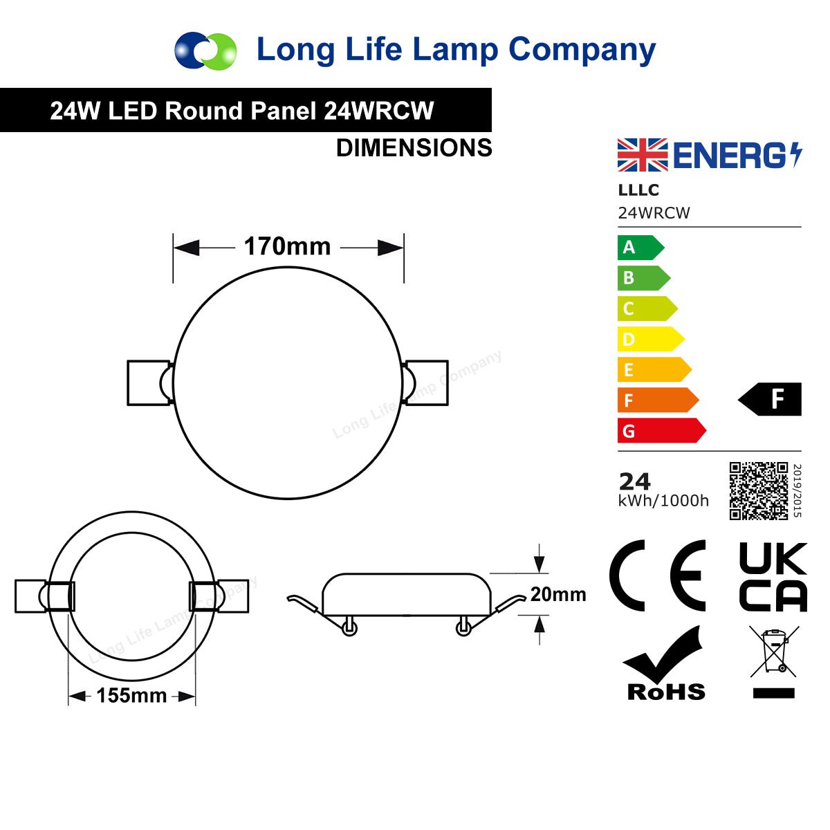 24W Round LED Panel Ceiling Light Spot Flush Mount 24WRCW - Free delivery on all orders