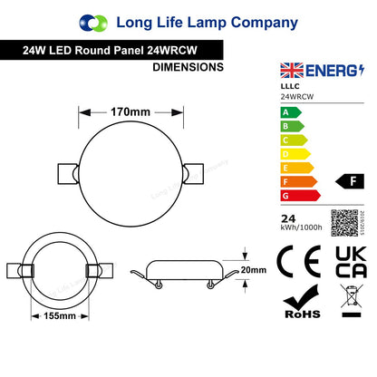 24W Round LED Panel Ceiling Light Spot Flush Mount 24WRCW - Free delivery on all orders