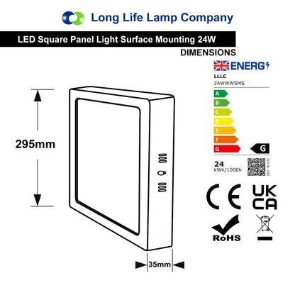 24w Square LED Ceiling Light Surface Mount Warm White - Energy Light Bulbs - Free delivery on all orders