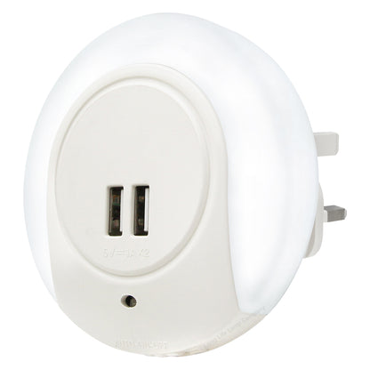 1w White LED Night Light 2 USB Ports Automatic Sensor Dusk To Dawn A78B - Free delivery on all orders