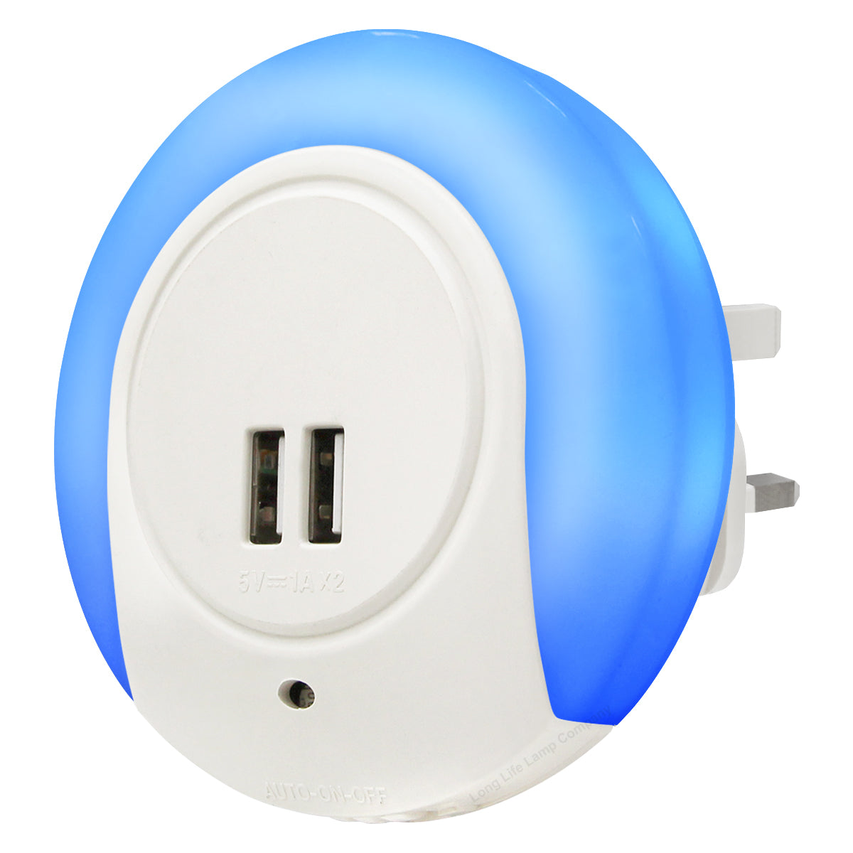 1w Blue LED Night Light 2 USB Ports Automatic Sensor Dusk To Dawn A78B - Free delivery on all orders