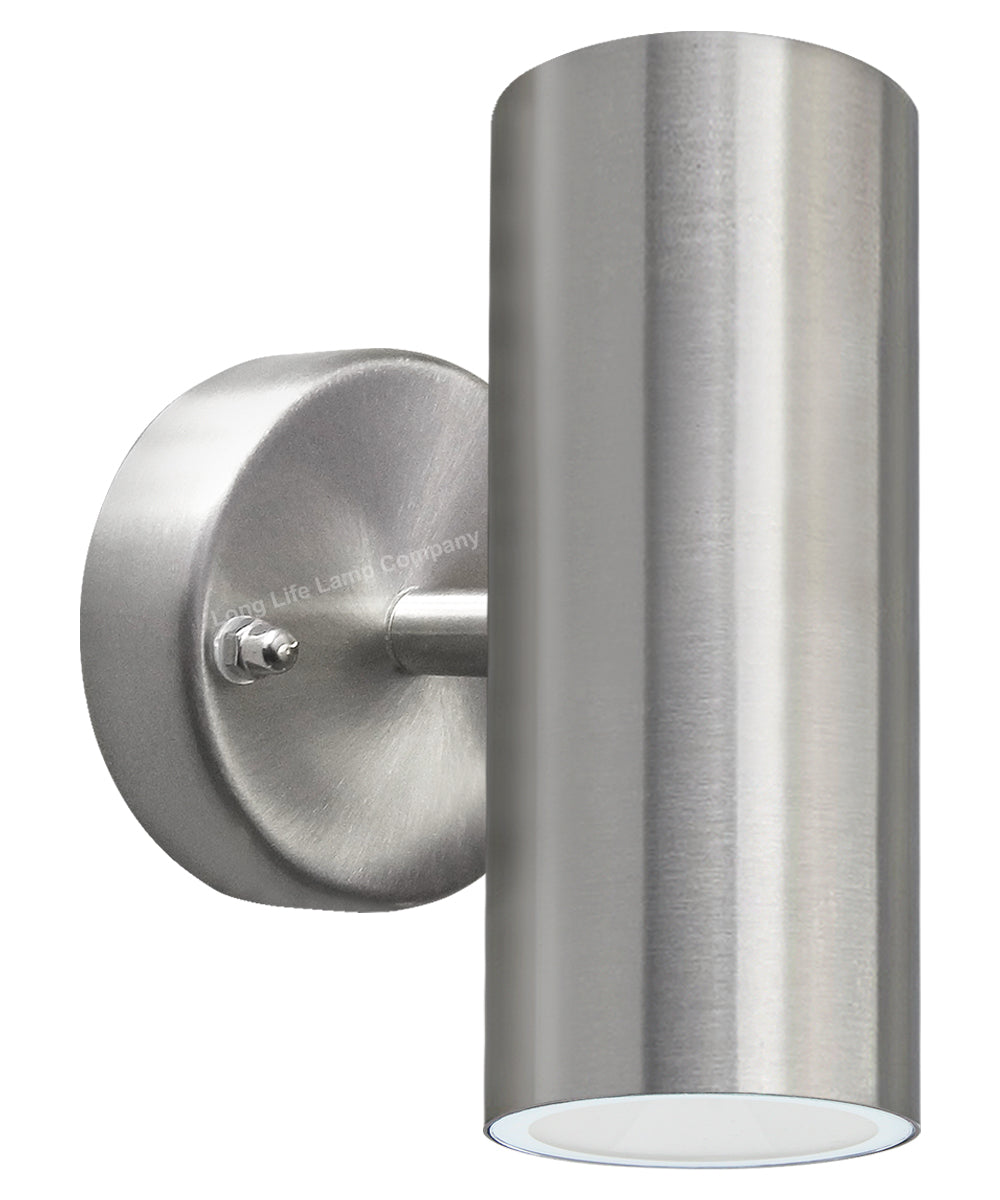 8W LED Double Outdoor Wall Light Stainless Steel Warm White