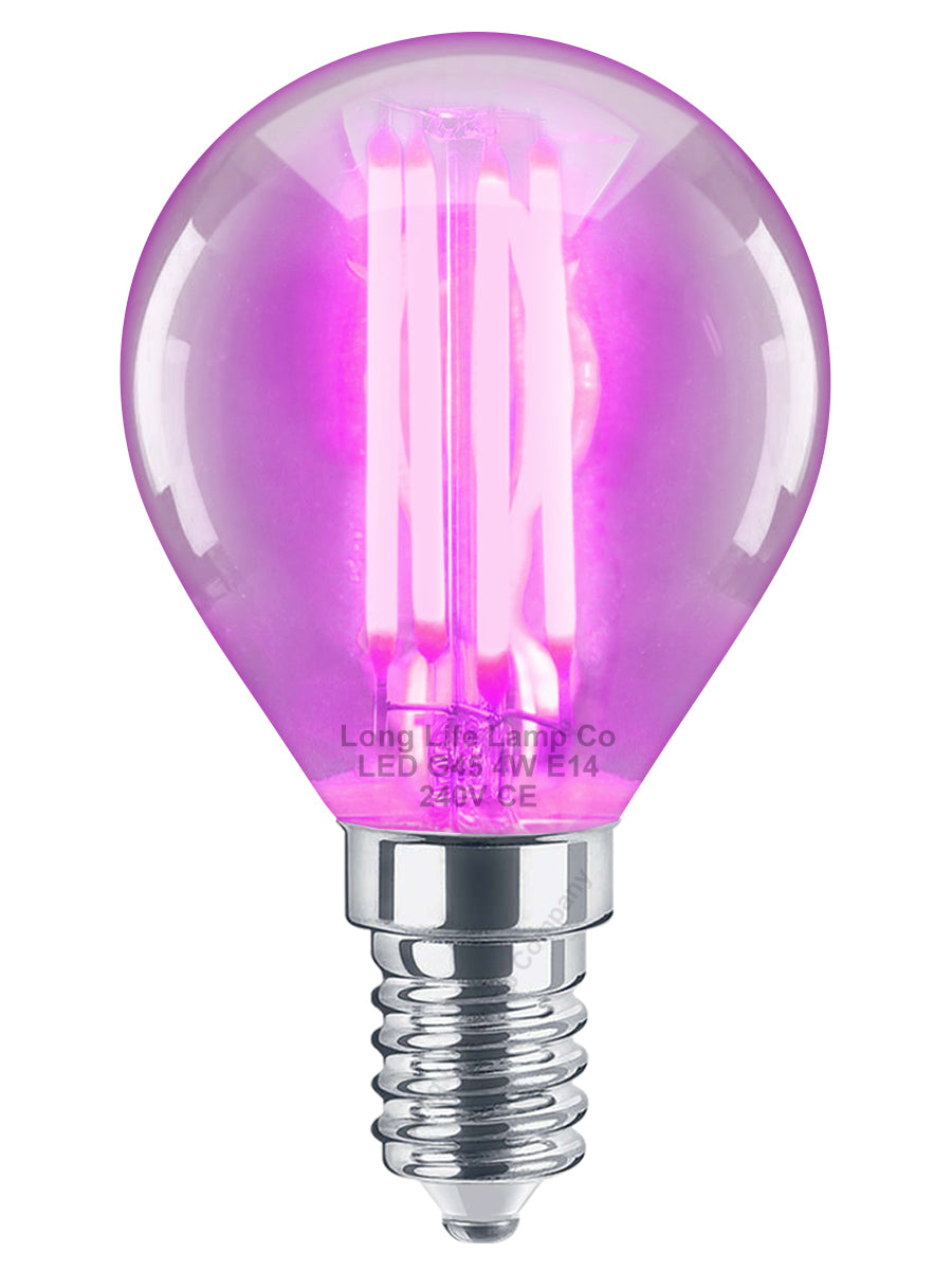 4w LED Golf Ball Purple Light Bulb E14 Clear Glass