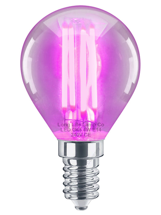 4w LED Golf Ball Purple Light Bulb E14 Clear Glass