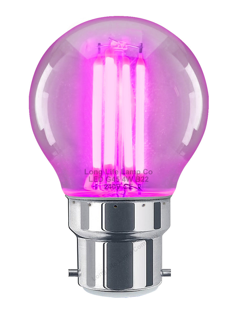 4w LED Golf Ball Purple Light Bulb B22 Clear Glass