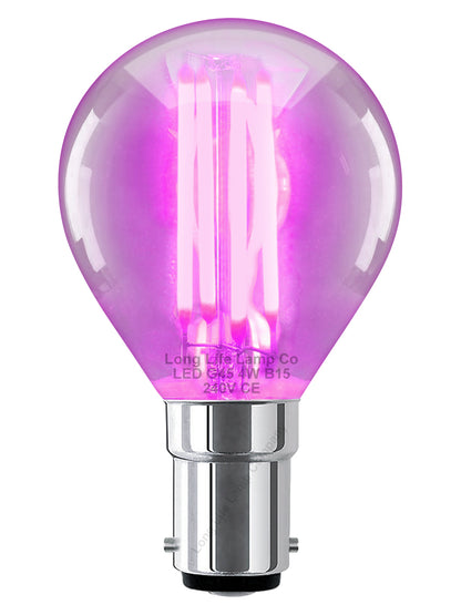 4w LED Golf Ball Purple Light Bulb B15 Clear Glass