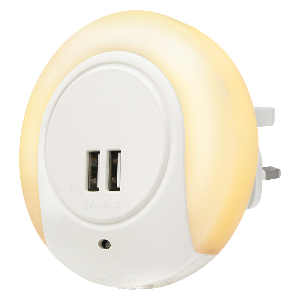 1w Warm White LED Night Light 2 USB Ports Automatic Sensor Dusk To Dawn A78B - Free delivery on all orders
