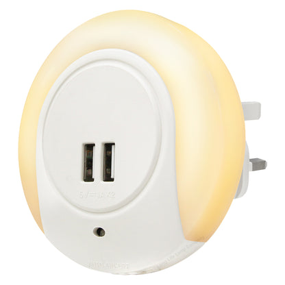 1w Warm White LED Night Light 2 USB Ports Automatic Sensor Dusk To Dawn A78B - Free delivery on all orders