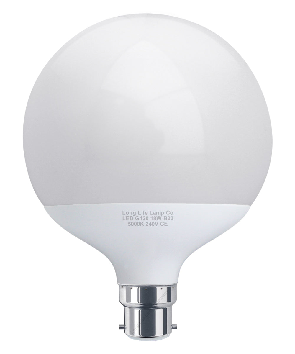 18w Round LED Globe Bulb B22 Bayonet Base Cool White Equivalent To 162w