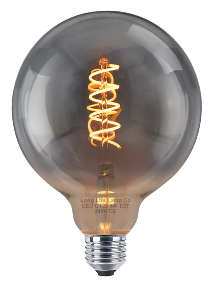 4w Vintage LED G125 Bulb E27 Spiral Filament Smoke Grey