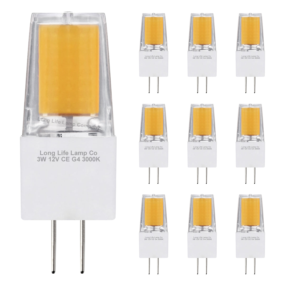 10 x G4 12v LED Bulbs Warm White 3w Replacement for 30w Halogen Capsule Light 2pin AC/DC