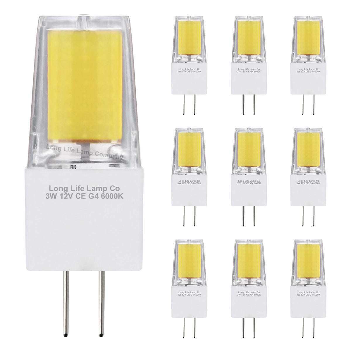 10 x G4 12v LED Bulbs Cool White 3w Replacement for 30w Halogen Capsule Light 2pin AC/DC