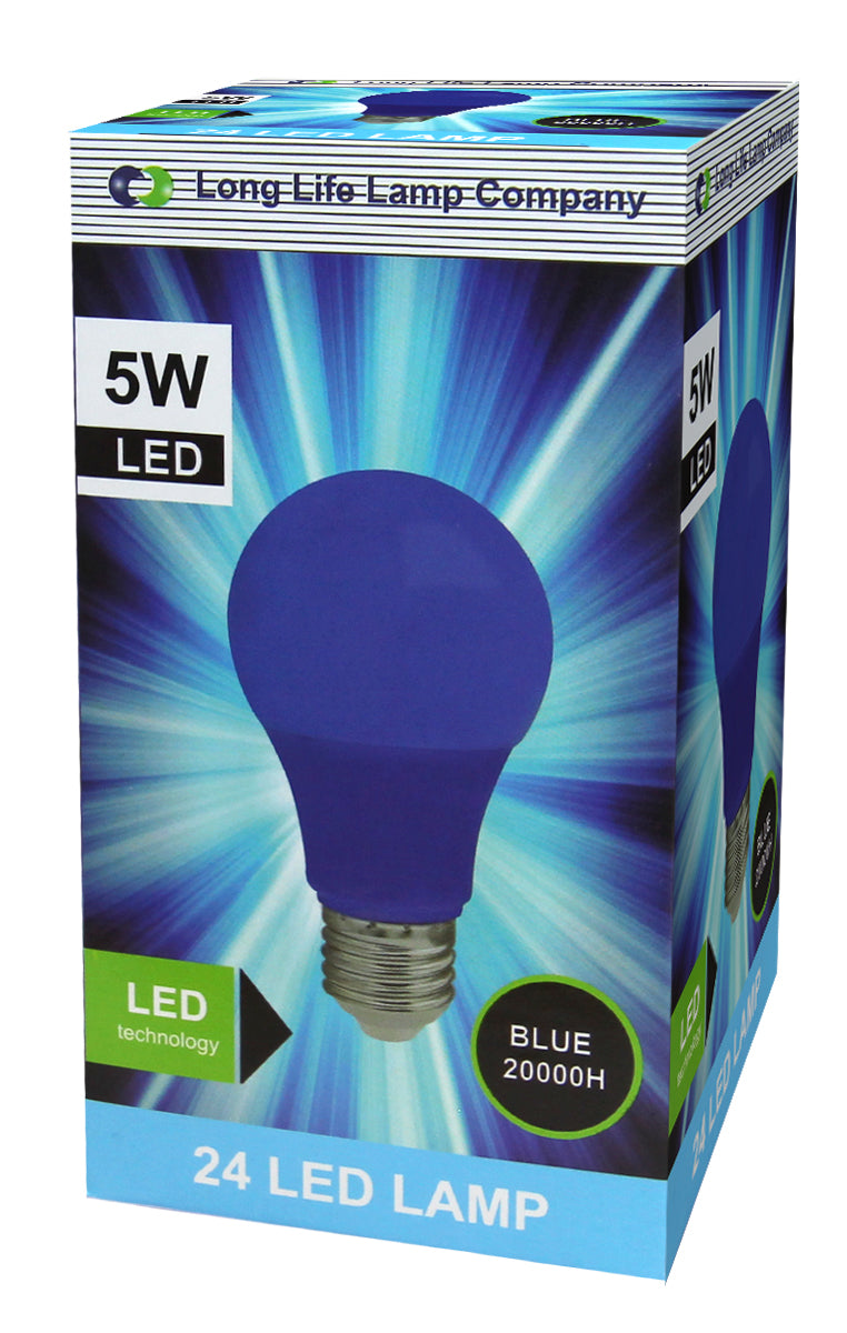 5w LED Blue GLS Light Bulb E27 Edison Screw