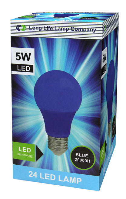5w LED Blue GLS Light Bulb E27 Edison Screw