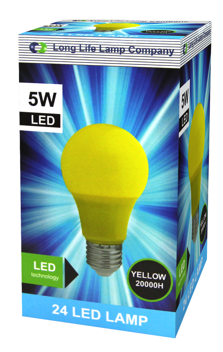 5w LED Yellow GLS Light Bulb E27 Edison Screw