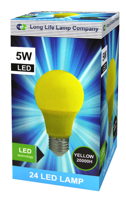 5w LED Yellow GLS Light Bulb E27 Edison Screw