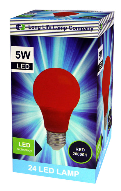 5w LED Red GLS Light Bulb E27 Edison Screw