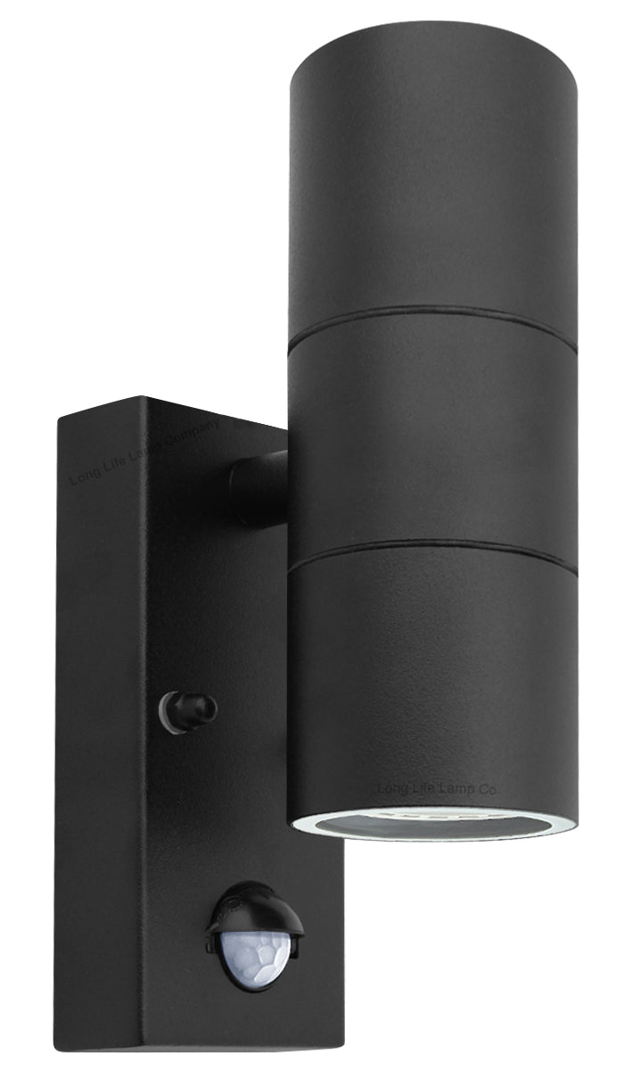 Black 8W, 10W, 12W LED GU10 PIR Movement Sensors Up and Down Wall Light