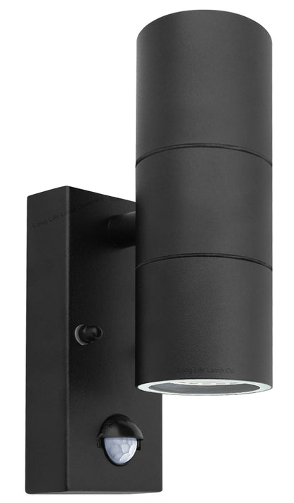 Black 8W, 10W, 12W LED GU10 PIR Movement Sensors Up and Down Wall Light