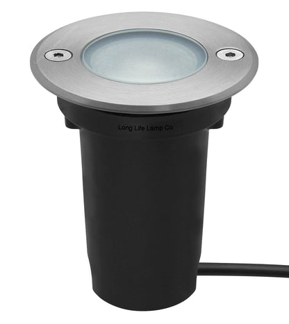 1w LED Recessed Outdoor Ground Light Round Cool White Brushed Chrome Walkover Uplighter GL07CW