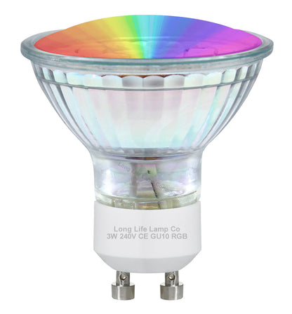 3w LED GU10 Automatic Colour Change Red Green Blue RGB Light Bulb
