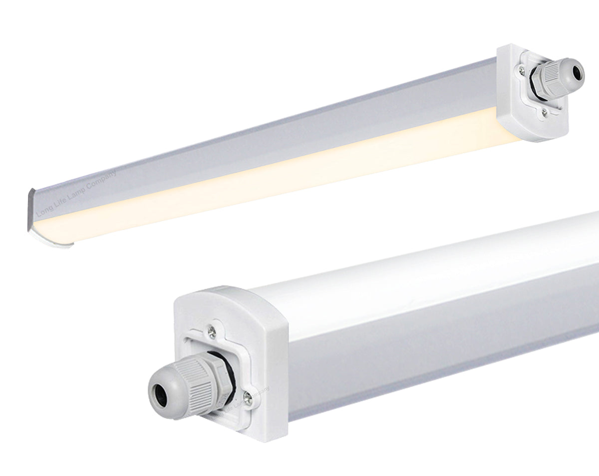 18w 2ft Industrial LED Batten Tube Light IP Rated Warm White T8 Fluorescent Replacement 