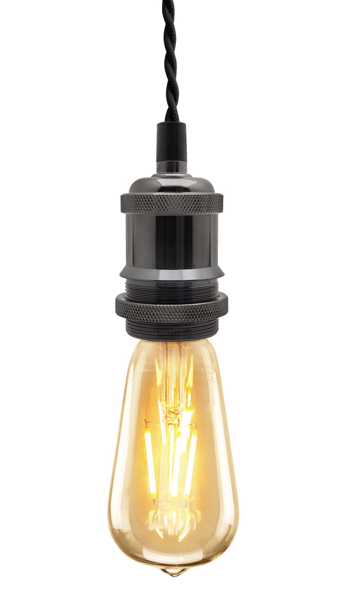 Industrial Vintage Ceiling Pendant Lamp Holder Black Nickel E27 Fitting M0219