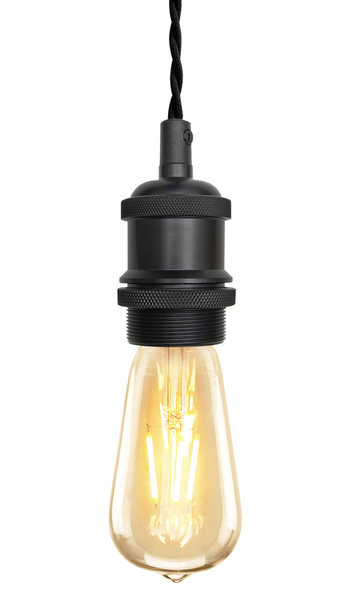Industrial Vintage Ceiling Pendant Lamp Holder Matte Black E27 Fitting H3065