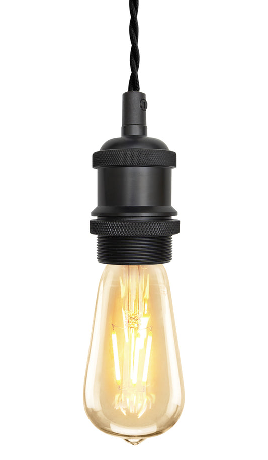 Industrial Vintage Ceiling Pendant Lamp Holder Matte Black E27 Fitting H3065