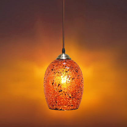 Vintage Ceiling Crackle Amber Mosaic Glass Pendant Light M0209