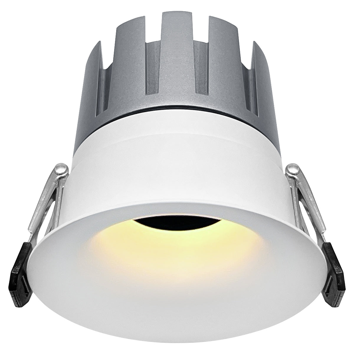 Round integrated LED ceiling spotlight with adjustable direction and warm white illumination
