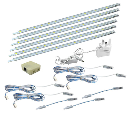 6 x 30cm Plug In LED Cool White Under Kitchen Cupboard Cabinet Strip Lights