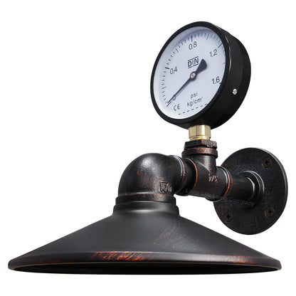 Industrial Water Pipe Wall Light with Pressure Gauge