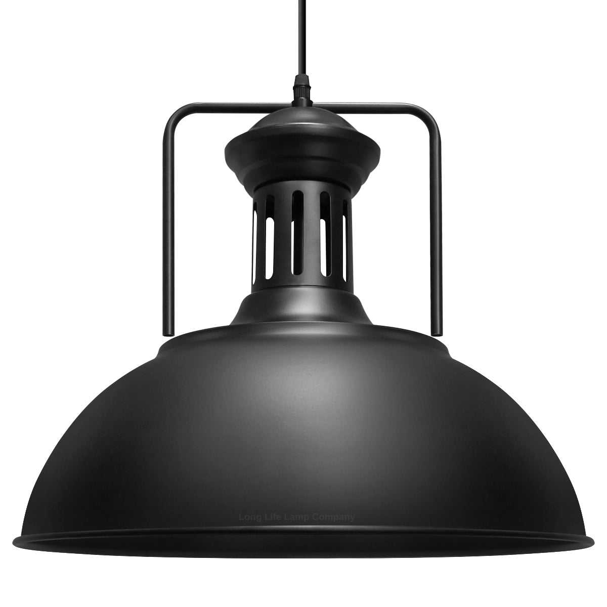 Industrial Old Factory Barn Pendant Light Large Dome Shade Black Metal M0151