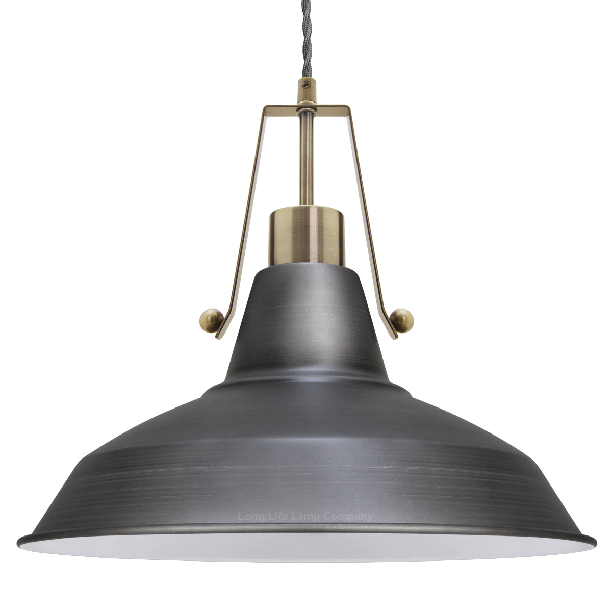 Industrial Antique Brass Ceiling Pendant Light Pewter Grey M0175