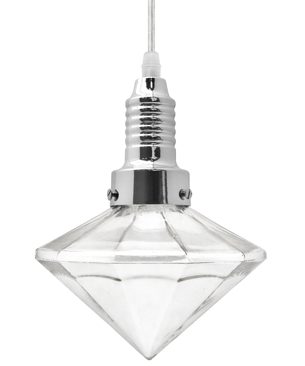 Retro Glass Diamond Shape Chrome Ceiling Pendant Light - Free delivery on all orders