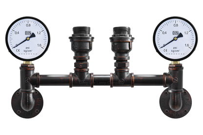 Vintage Industrial Pipe Wall Light with Twin Guage M0188P