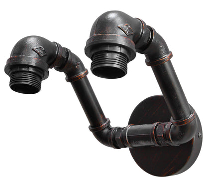 Twin Vintage Industrial Pipe Wall Light M0191P - Free delivery on all orders