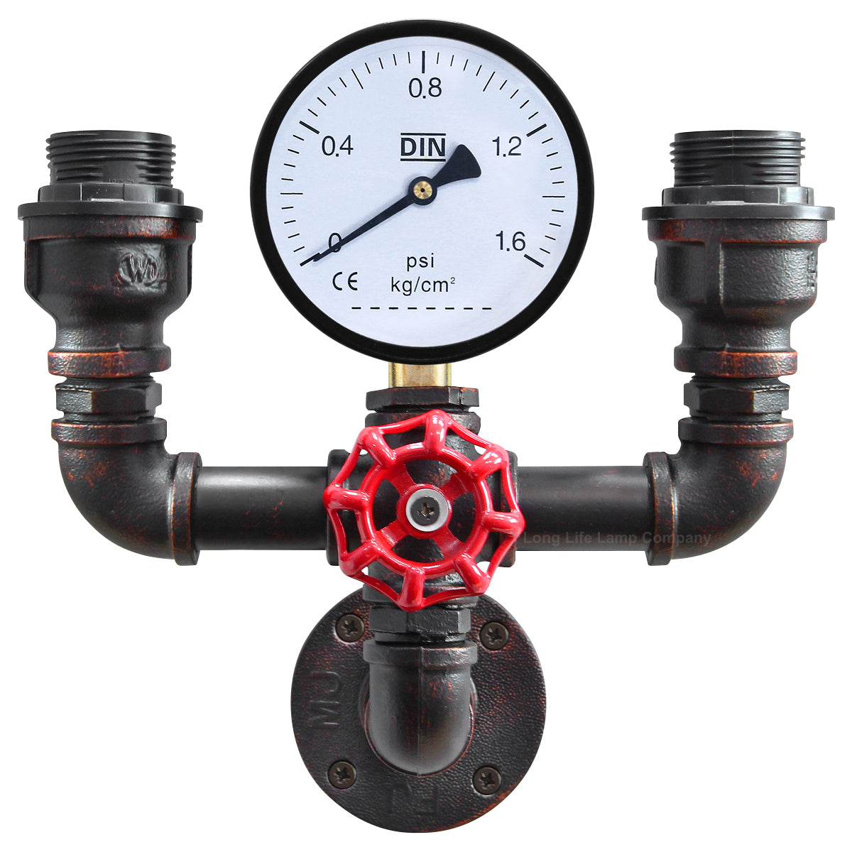 Twin Vintage Industrial Pipe Wall Light with Gauge Valve Tap M0190P - Free delivery on all orders