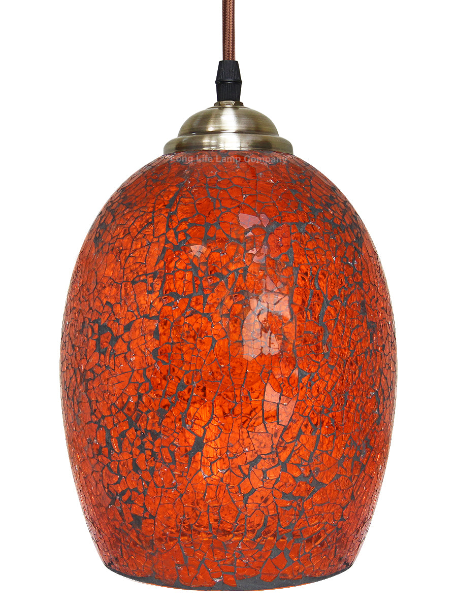 Vintage Ceiling Crackle Amber Mosaic Glass Pendant Light M0209