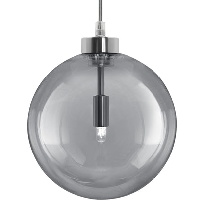Modern Vintage Ceiling Smoked Grey Globe Pendant Light M0211
