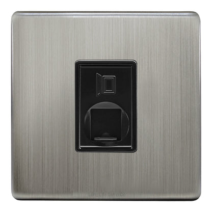 1 Gang Ethernet Port Data Socket CAT 5 Wall Plate Brushed Chrome Gloss N442DME