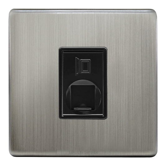 1 Gang Ethernet Port Data Socket CAT 5 Wall Plate Brushed Chrome Gloss N442DME