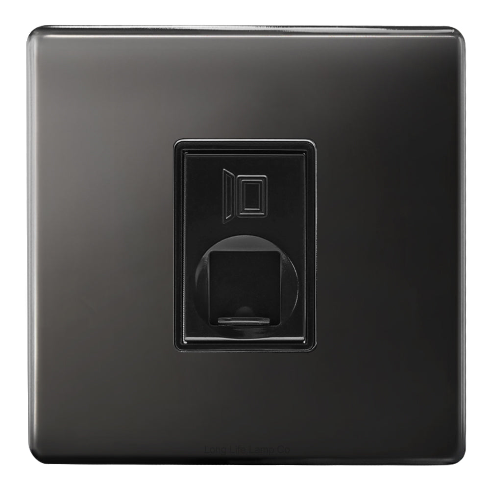 1 Gang Ethernet Port Data Socket CAT 5 Wall Plate Black Nickel Polished N442GME