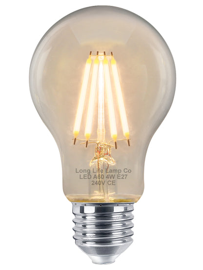 A60 4w LED Filament Light Bulb Warm White E27 Edison Screw Clear Glass